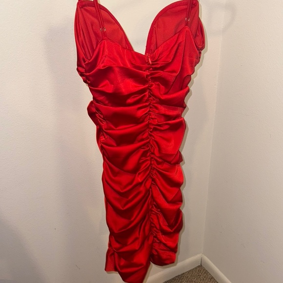 Red Ruched Mini Dress - Picture 4 of 4